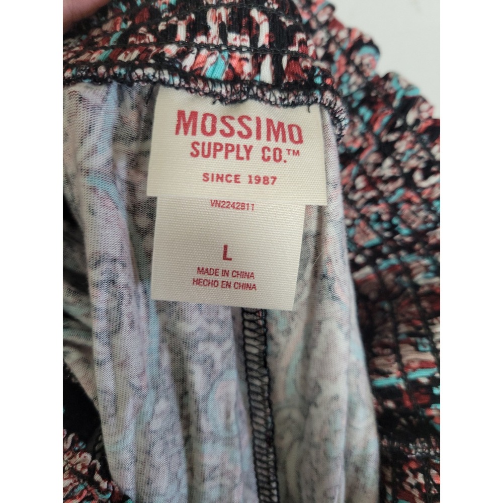 Mossimo Supply Co Boho Paisley Wide Leg Pants L Smocked Waist Stretch Hippie Y2K - Picture 7 of 9
